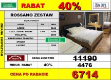 MEBIN - ROSSANO - KOMPLET MEBLI - LUSTRO, ŁÓŻKO 160, TOALETKA, NADSTAWKA, STOŁEK, SZAFKA NOCNA - DĄB 